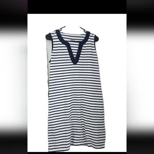 Lands' End Navy and White Striped Top